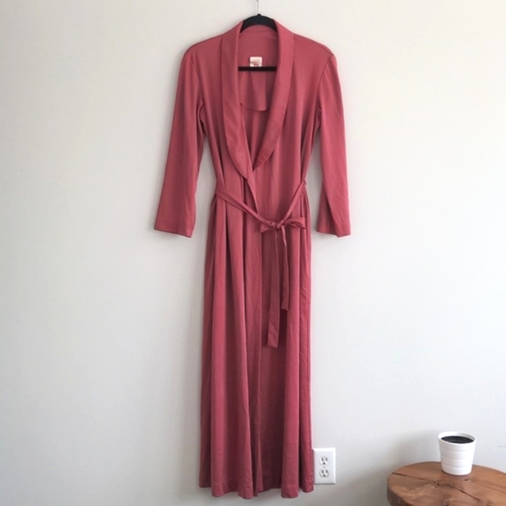 St Michael Marks & Spencer Womens Vintage Full Length Robe Pockets, Rose, Size M
